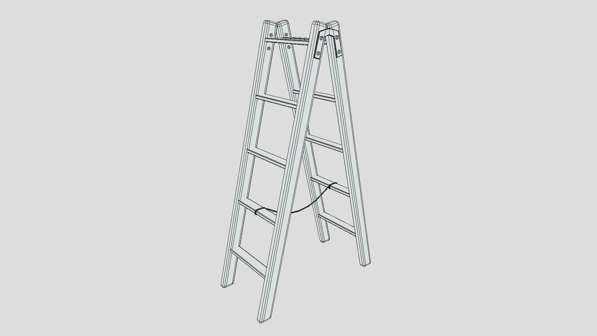 Low Poly Cartoon Wooden Ladder Low-poly 3D model_13