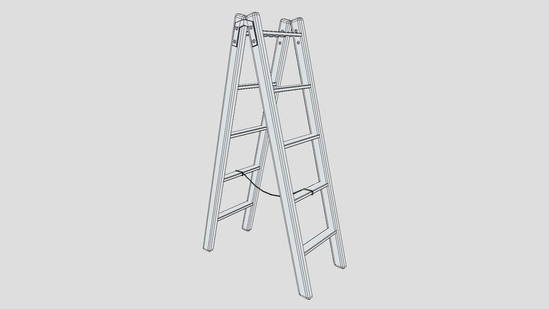 Low Poly Cartoon Wooden Ladder Low-poly 3D model_11