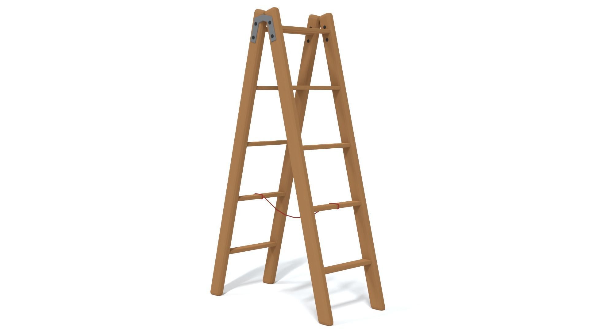 Low Poly Cartoon Wooden Ladder Low-poly 3D model_6