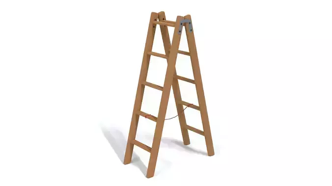 Low Poly Cartoon Wooden Ladder 