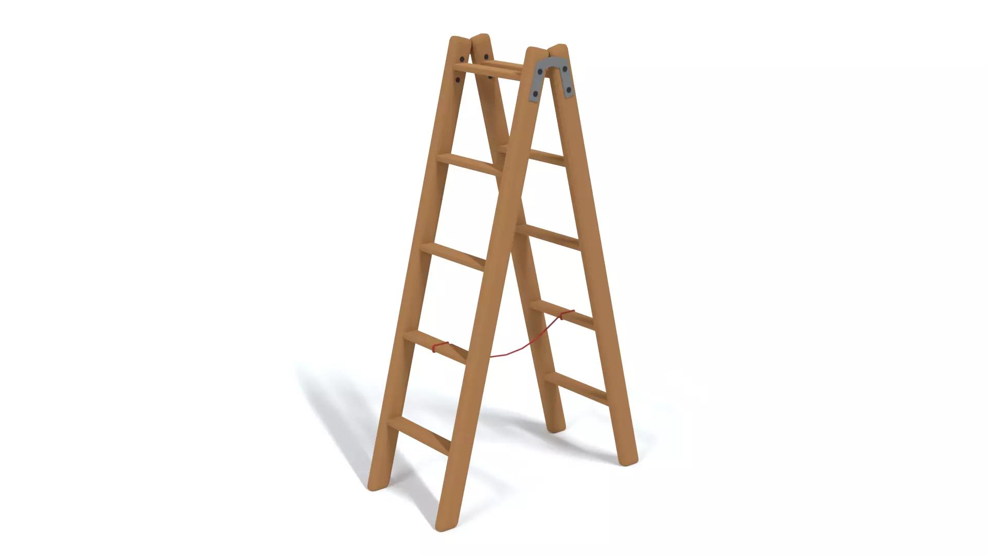 Low Poly Cartoon Wooden Ladder Low-poly 3D model_0