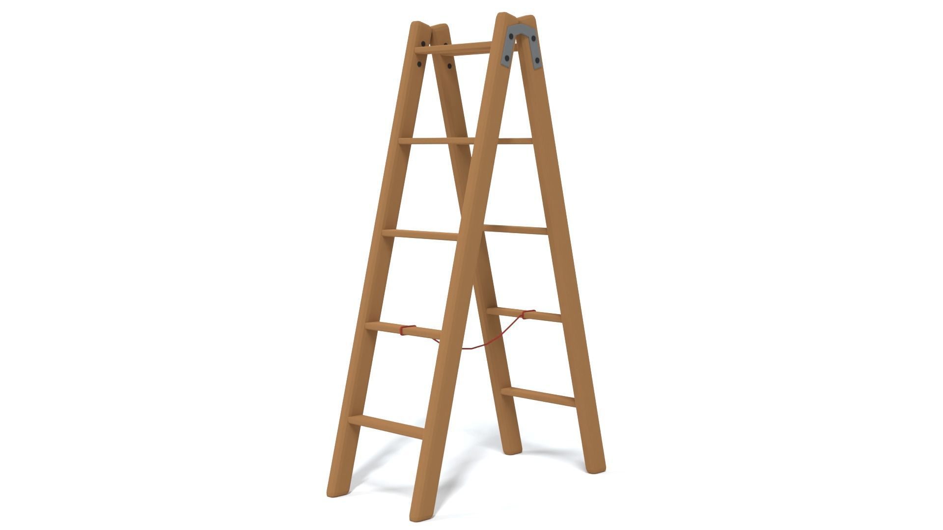 Low Poly Cartoon Wooden Ladder Low-poly 3D model_4