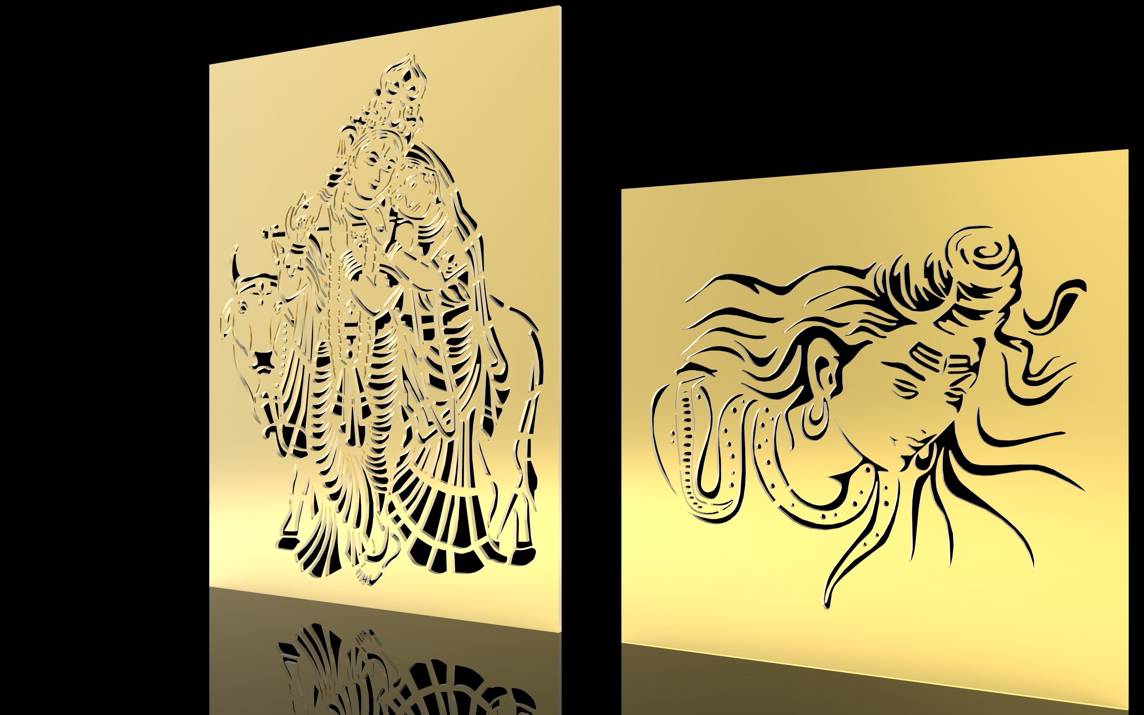 3d model and vector file of RadhaKishan and Shiv ji temple jali 3D model_2