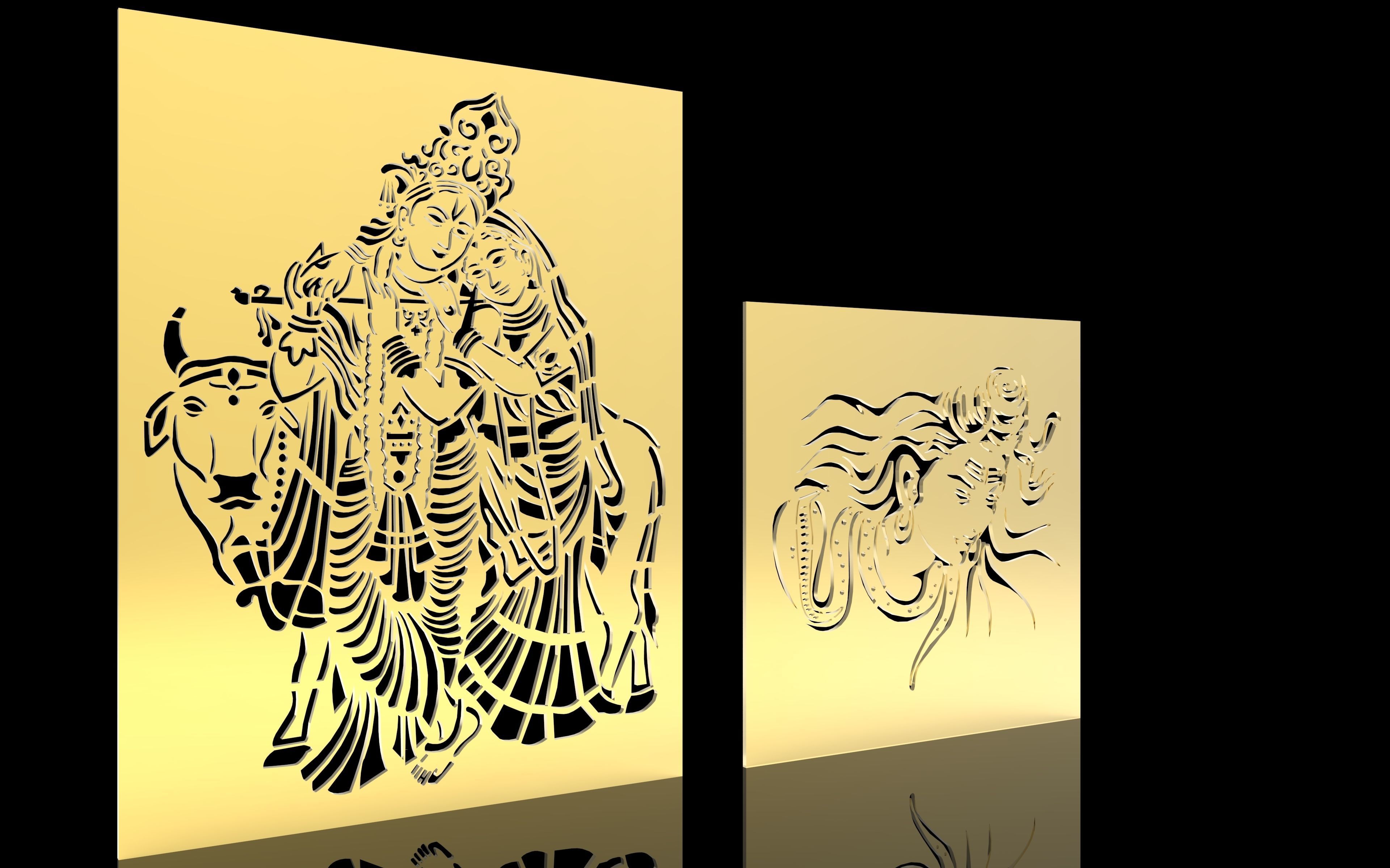 3d model and vector file of RadhaKishan and Shiv ji temple jali 3D model_4