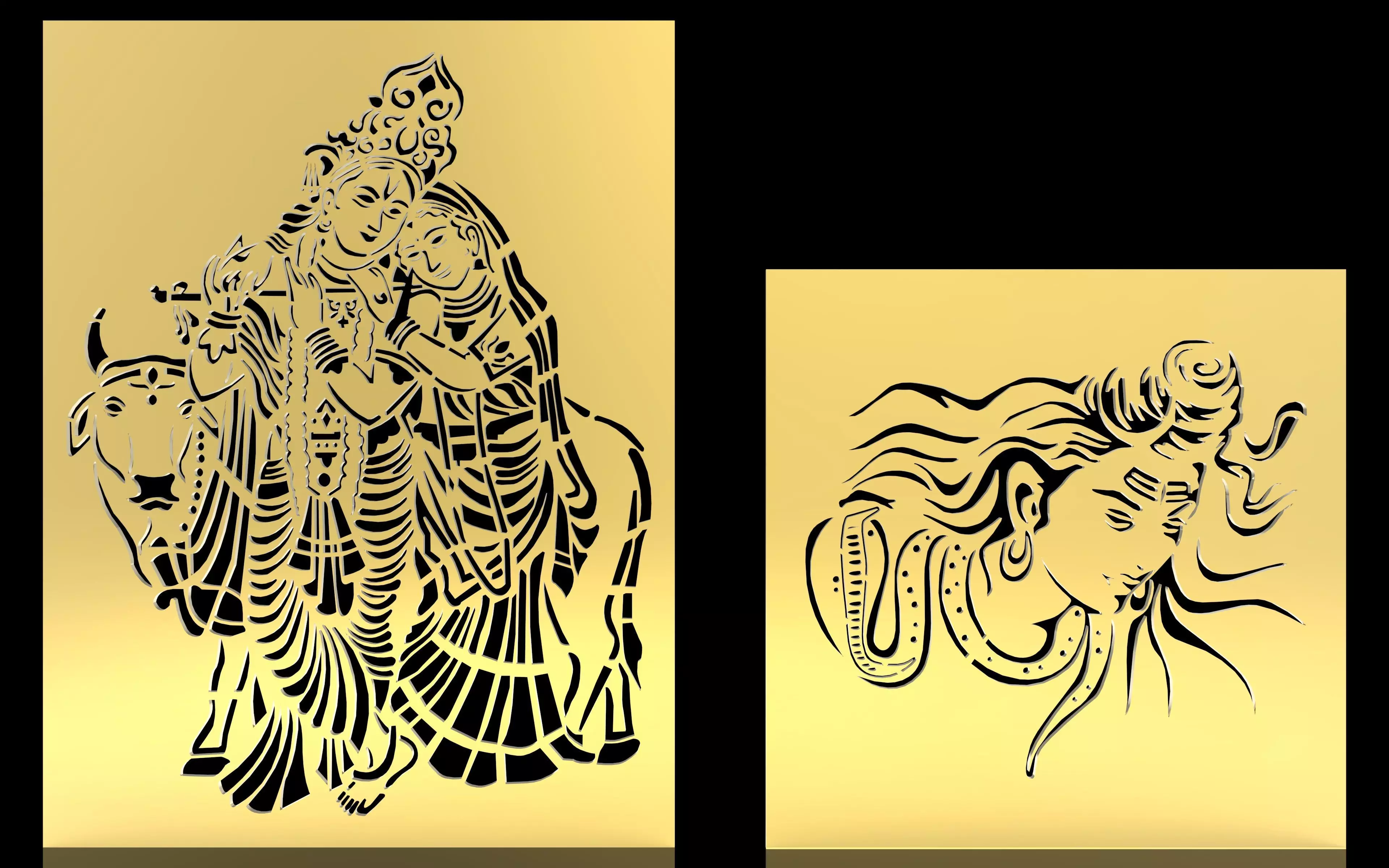 3d model and vector file of RadhaKishan and Shiv ji temple jali 3D model_0