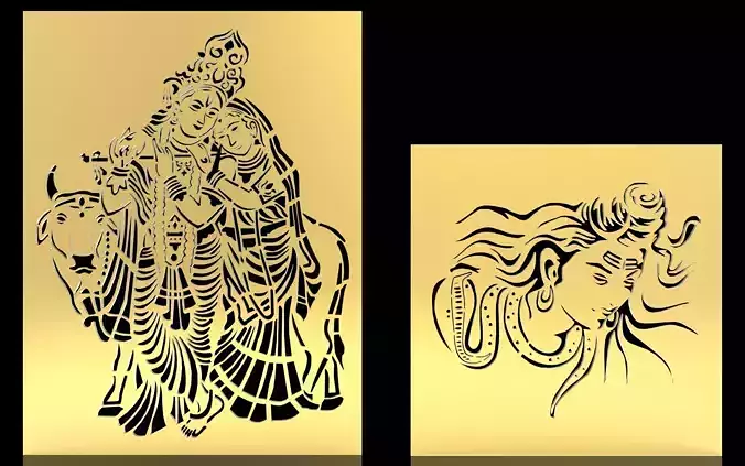 3d model and vector file of RadhaKishan and Shiv ji temple jali 