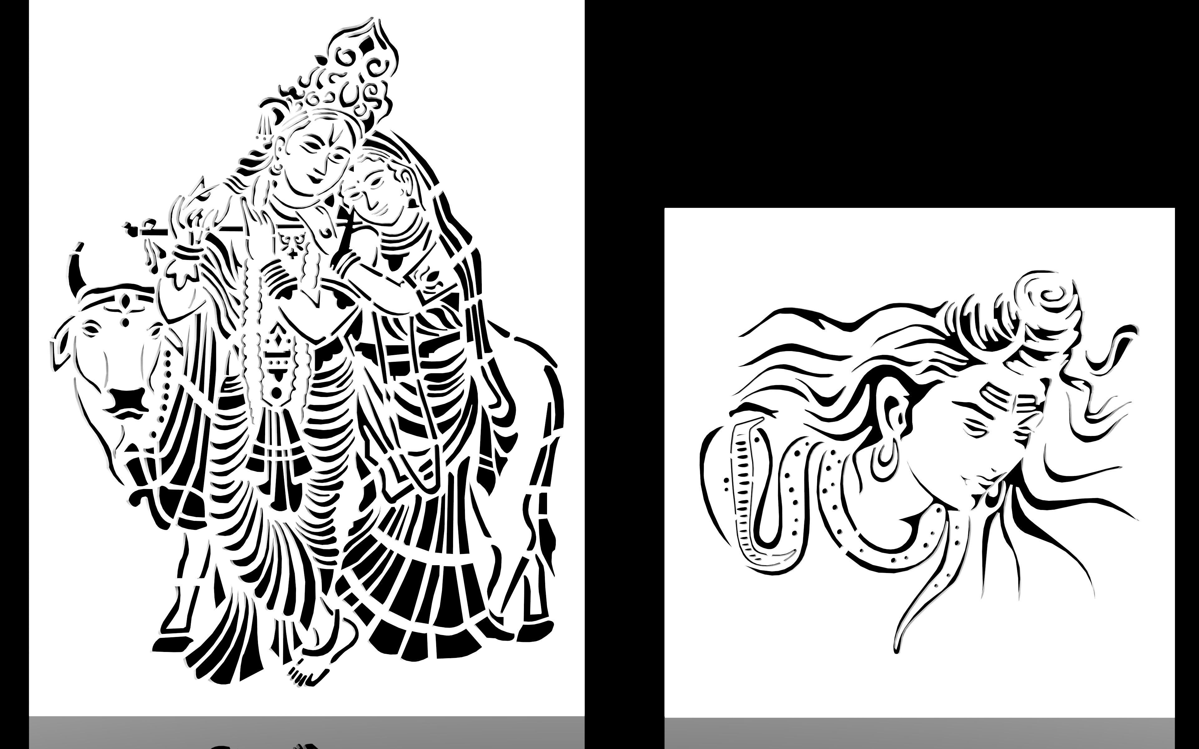 3d model and vector file of RadhaKishan and Shiv ji temple jali 3D model_3