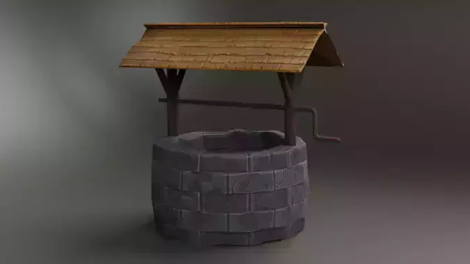 Medival stylized well Free low-poly 3D model