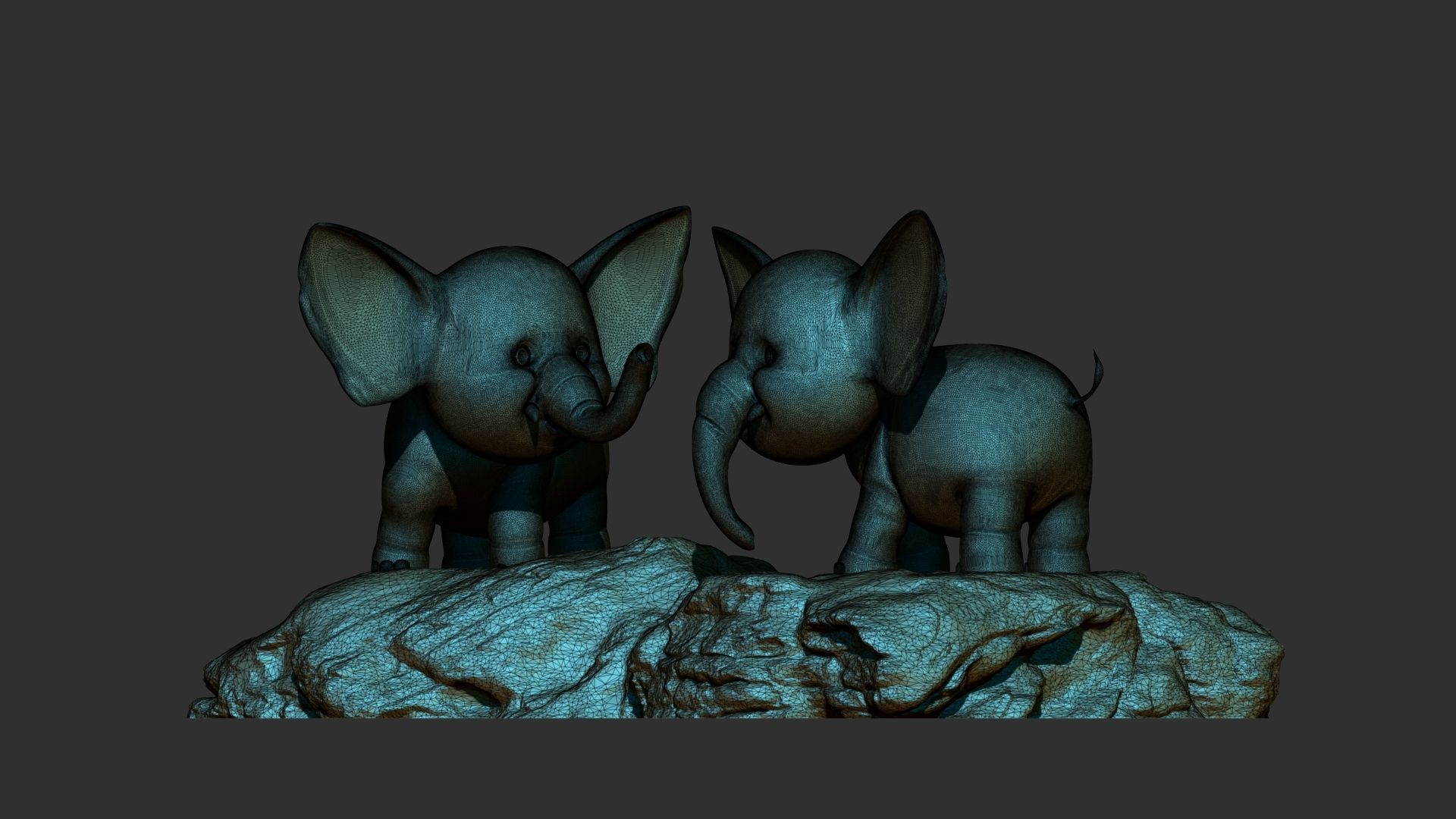 Baby elephants 3d print model 3D model_7