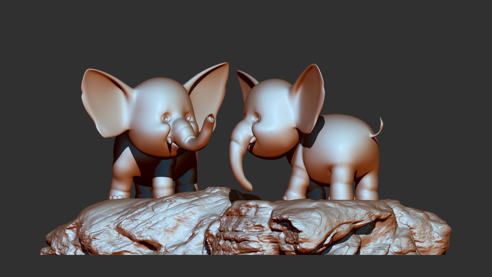 Baby elephants 3d print model 3D model_1