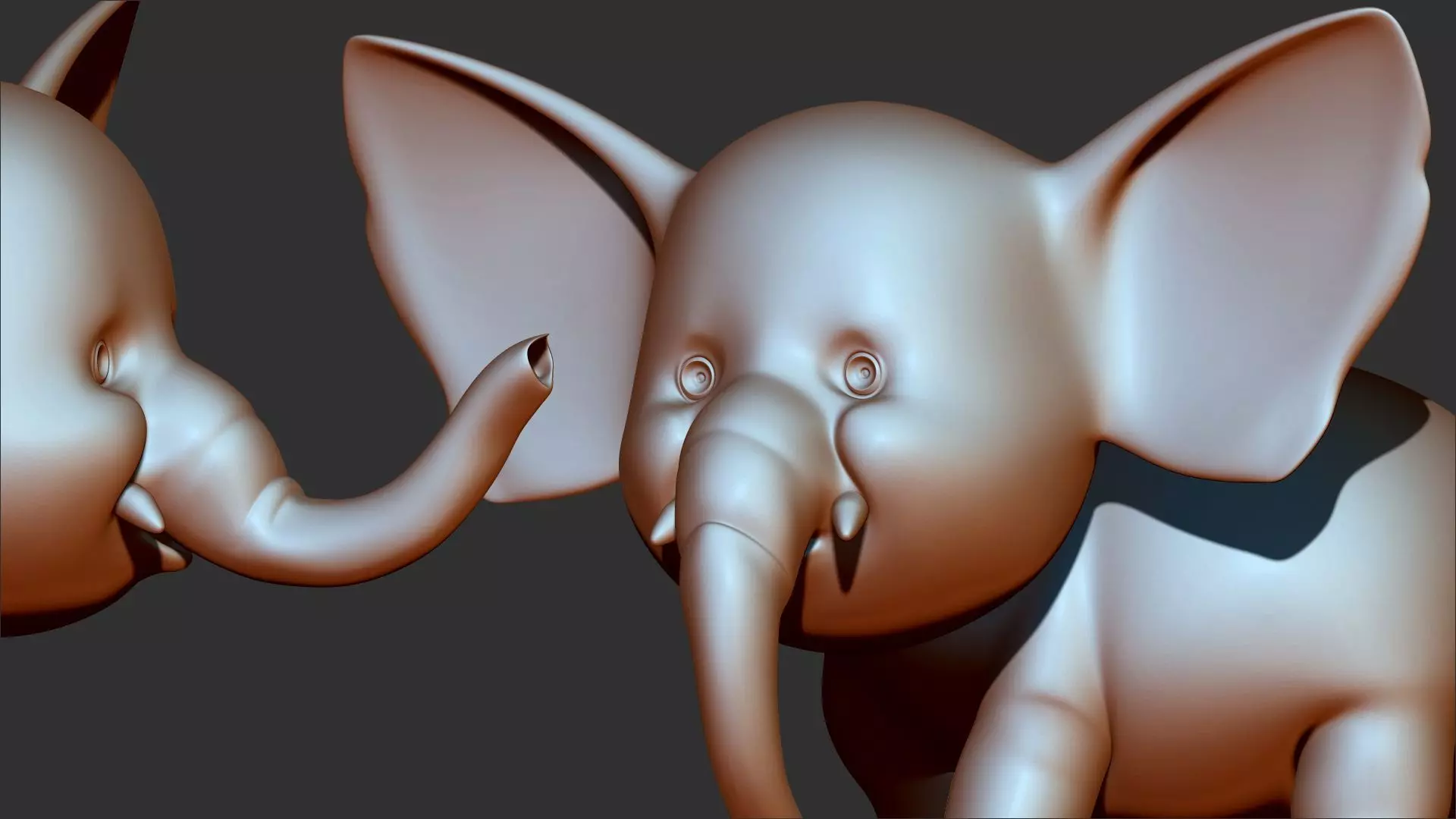 Baby elephants 3d print model 3D model_0