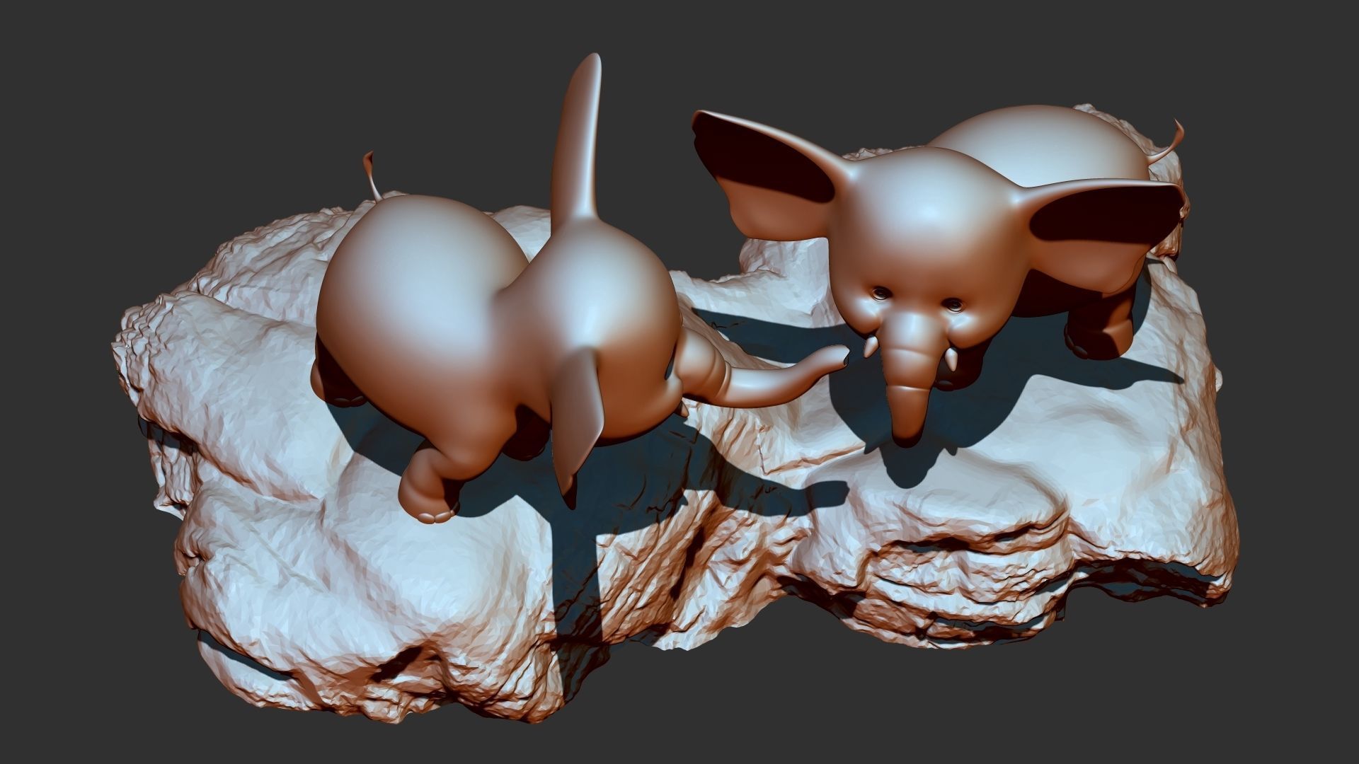 Baby elephants 3d print model 3D model_3
