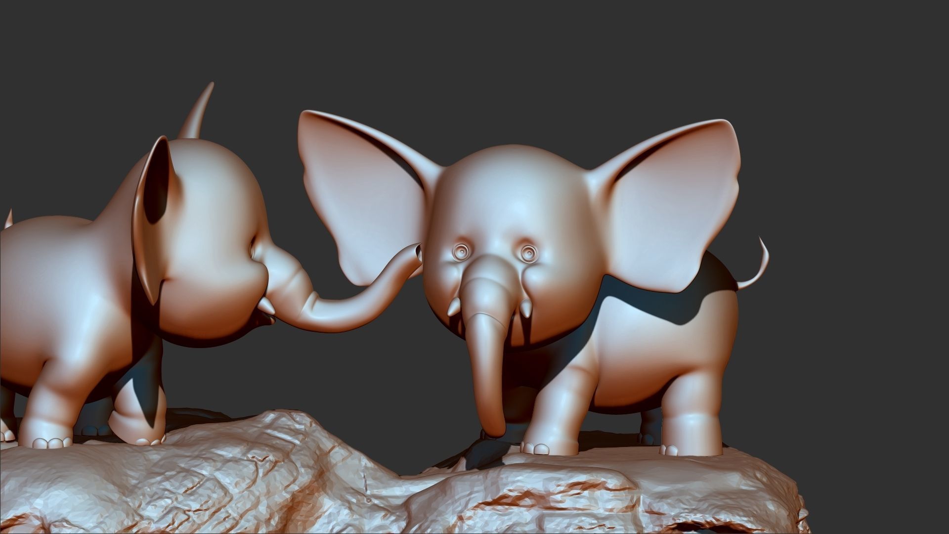 Baby elephants 3d print model 3D model_2