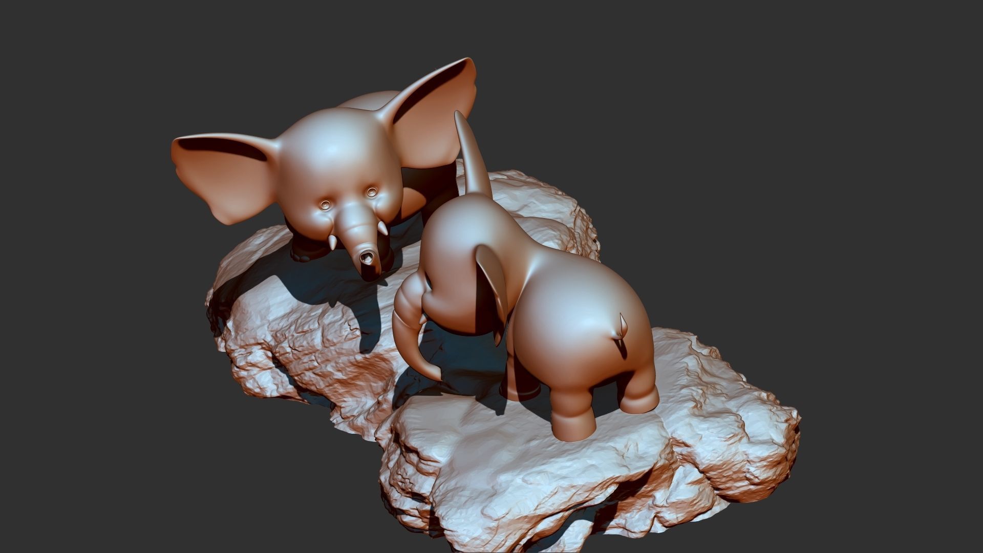 Baby elephants 3d print model 3D model_5