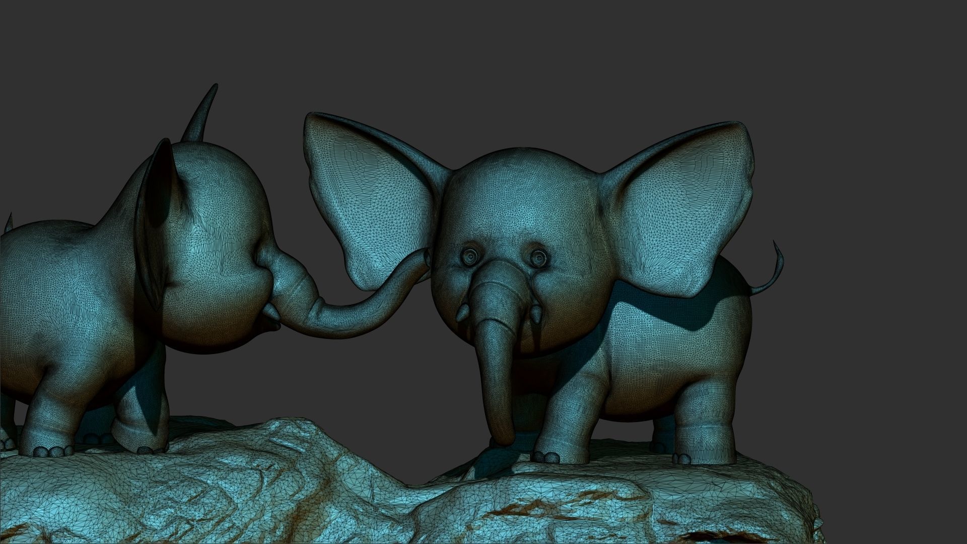 Baby elephants 3d print model 3D model_6