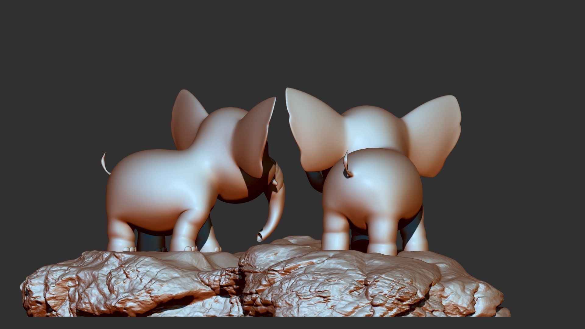 Baby elephants 3d print model 3D model_4