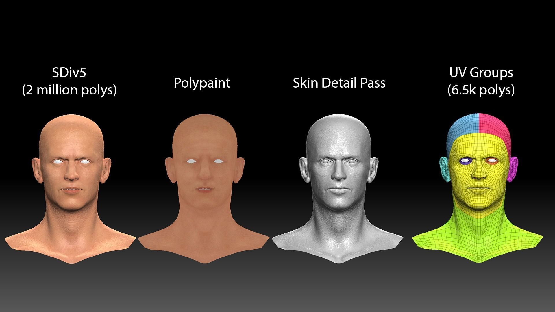 Male Head Basemesh Low-poly 3D model_2