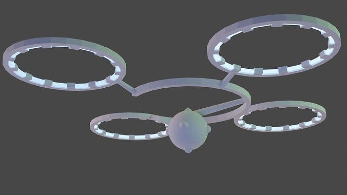 neon-powered drone low-pole game ready Low-poly 3D model