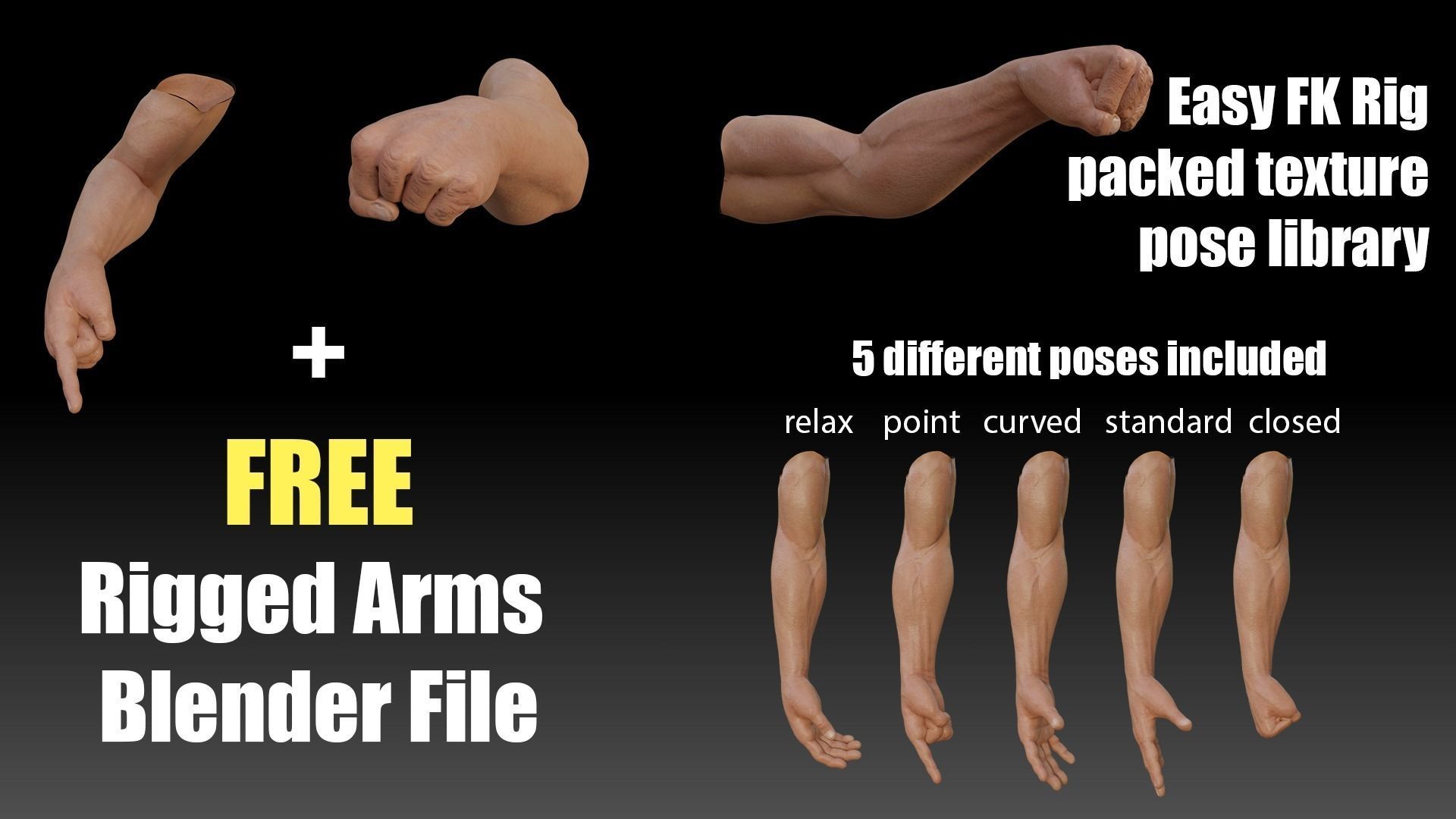 Male Arm Basemesh Low-poly 3D model_3