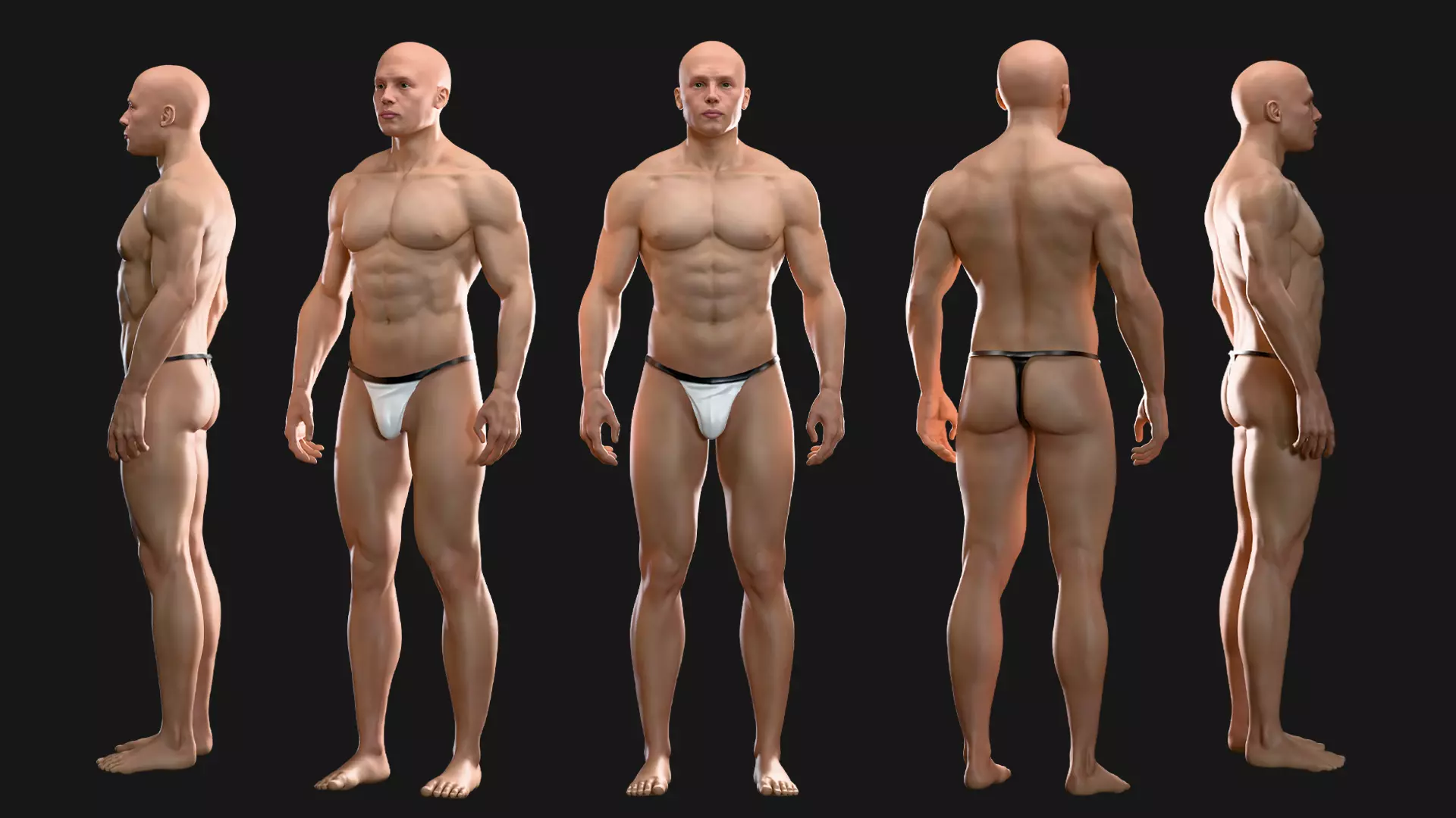 Male Basemesh V2 - with body morphs and rigged files Low-poly 3D model_1