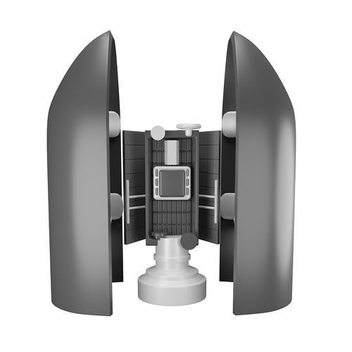 Payload Fairing with Communication Satellite Low-poly 3D model