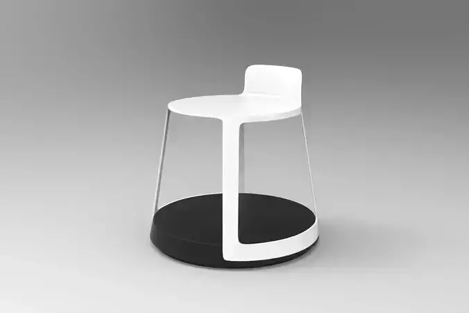 Stool with Castor Low-poly 3D model