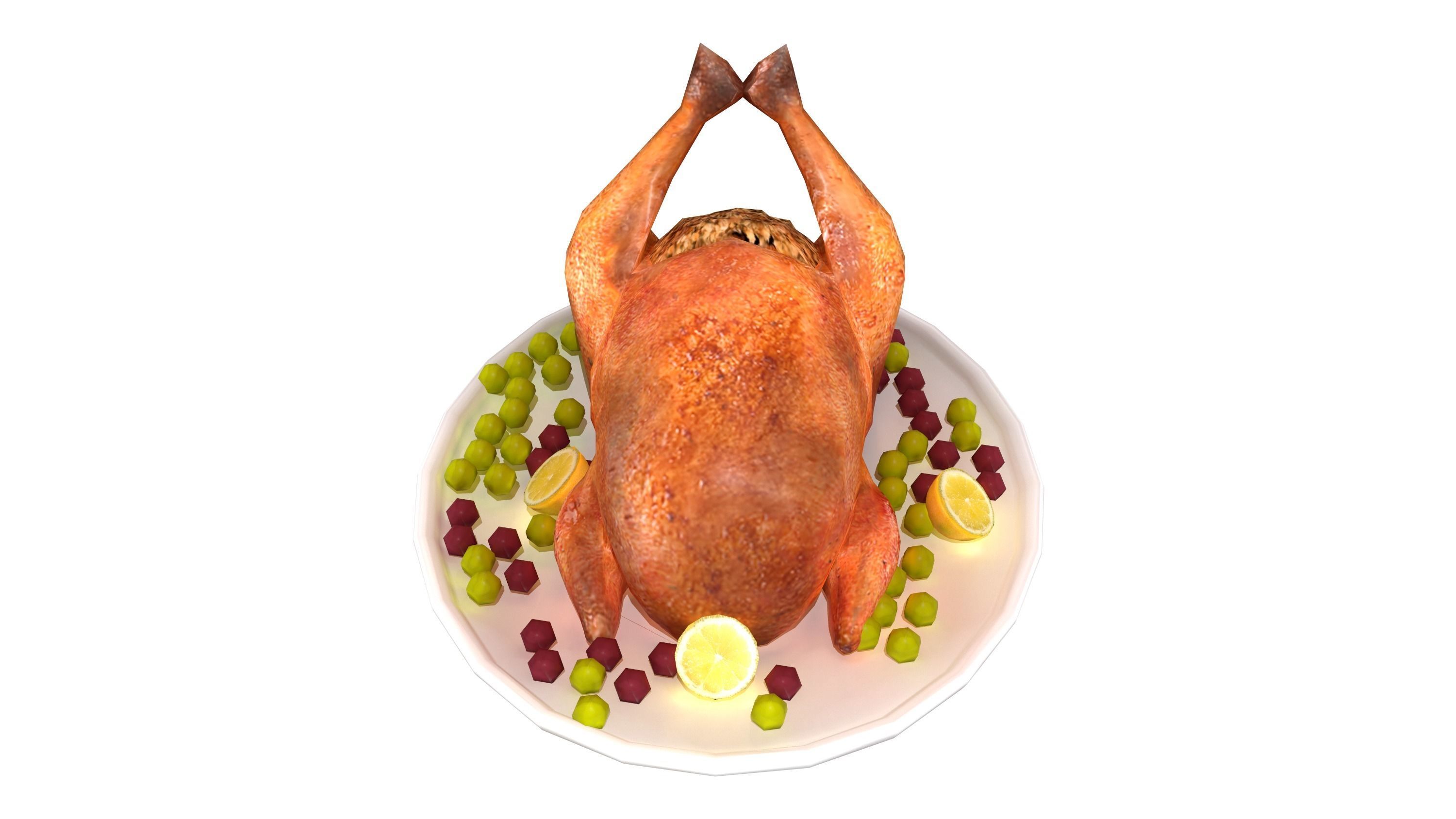 Thanksgiving Turkey Plate Low-poly 3D model_3