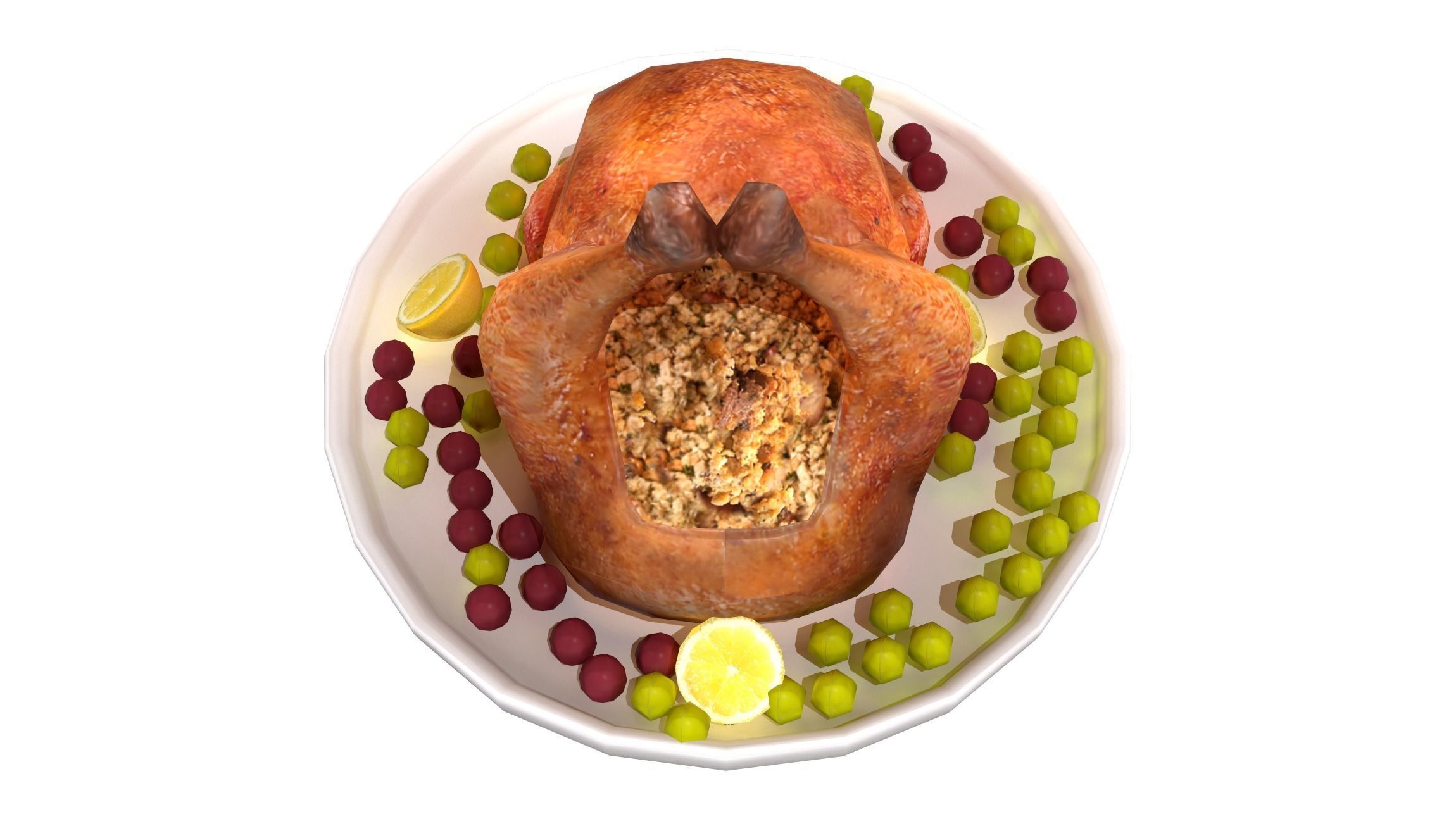 Thanksgiving Turkey Plate Low-poly 3D model_4