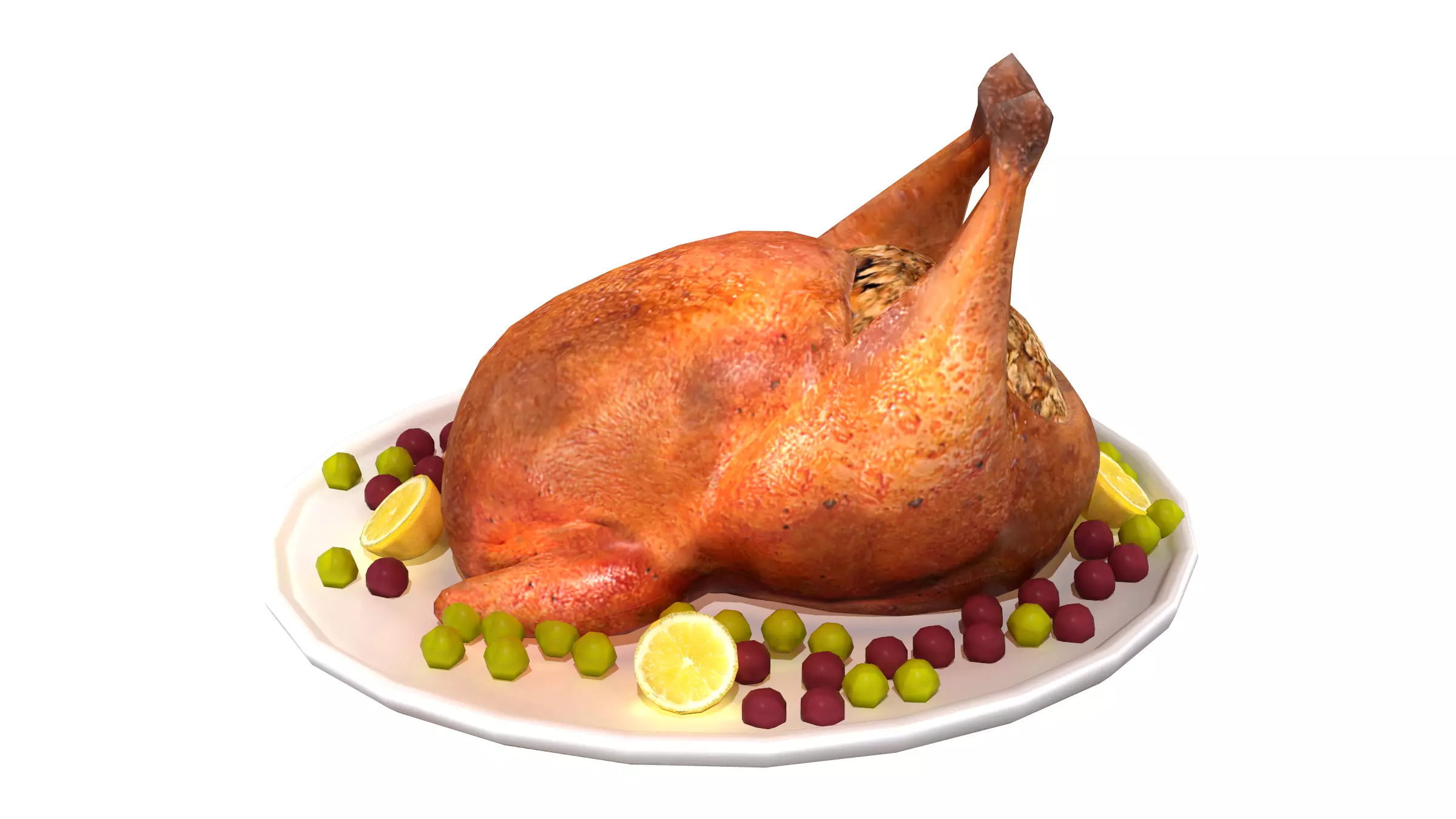 Thanksgiving Turkey Plate Low-poly 3D model_0
