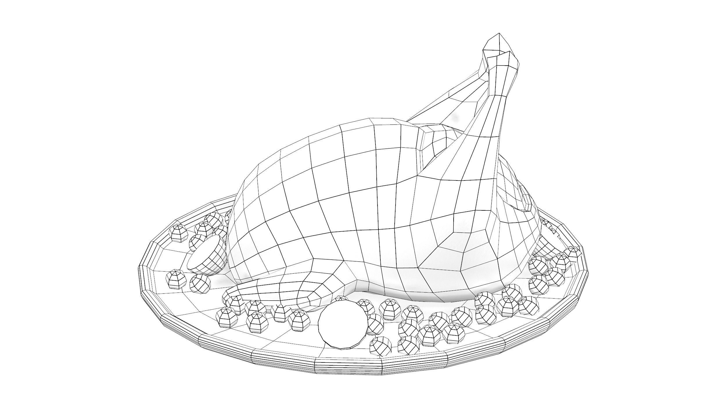 Thanksgiving Turkey Plate Low-poly 3D model_5
