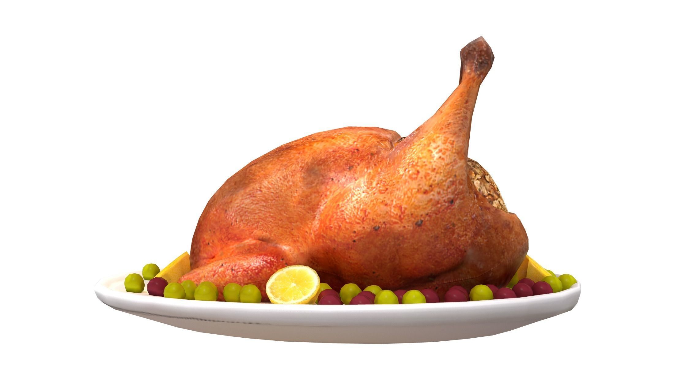 Thanksgiving Turkey Plate Low-poly 3D model_2