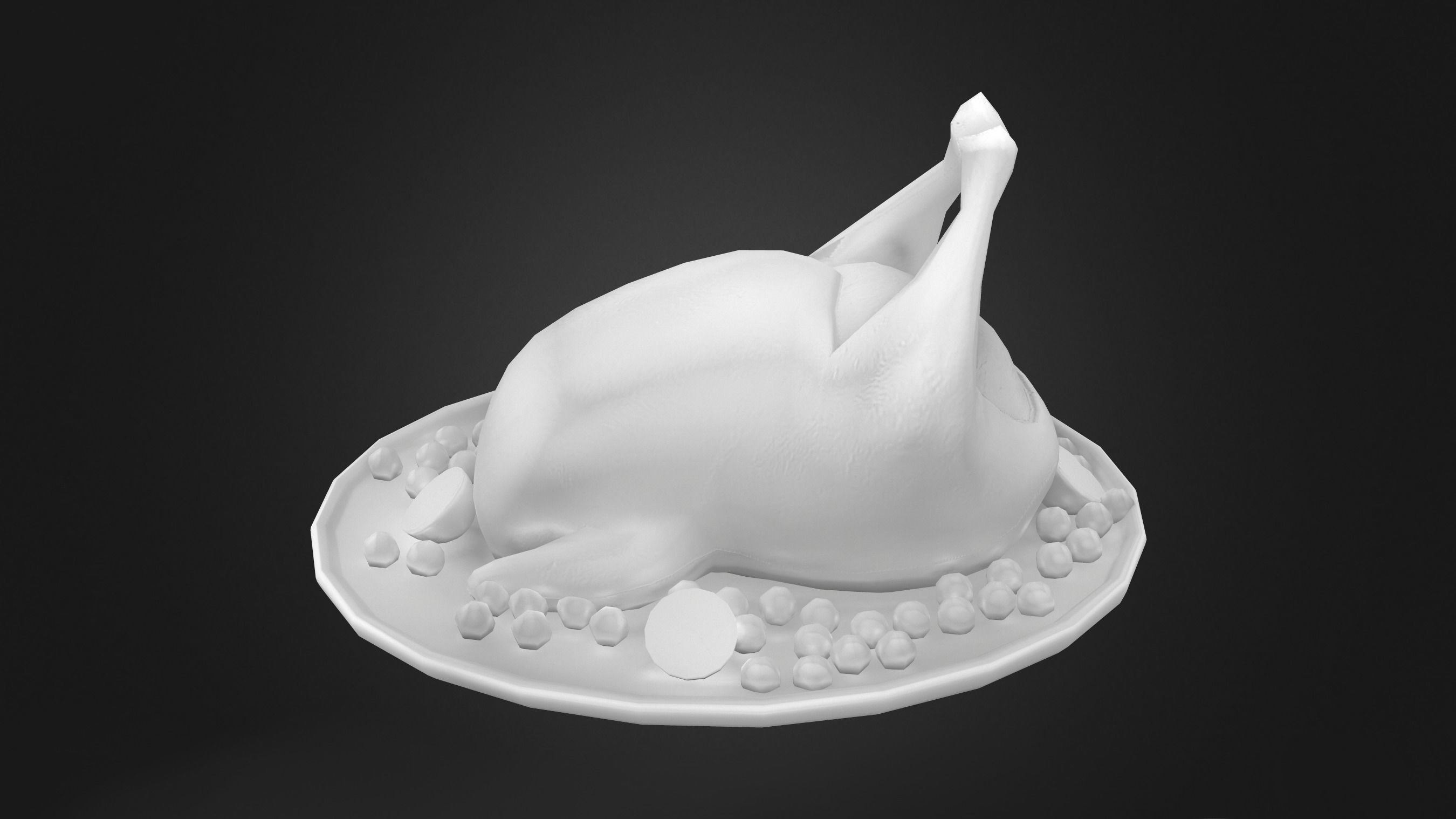 Thanksgiving Turkey Plate Low-poly 3D model_6