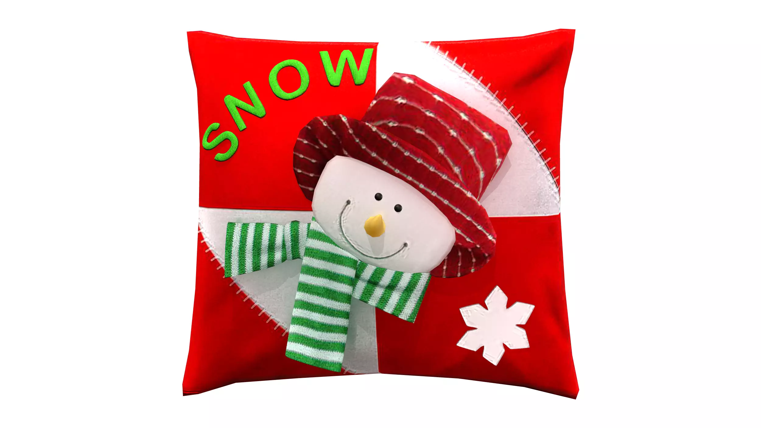Snowman Cushion Pillow Low-poly 3D model_0