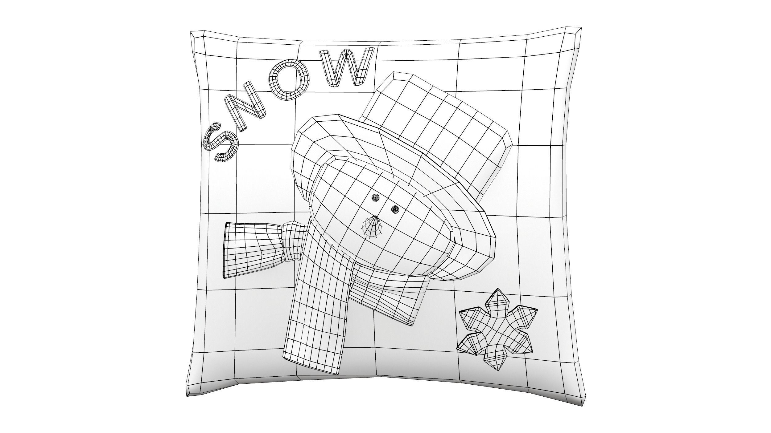 Snowman Cushion Pillow Low-poly 3D model_4