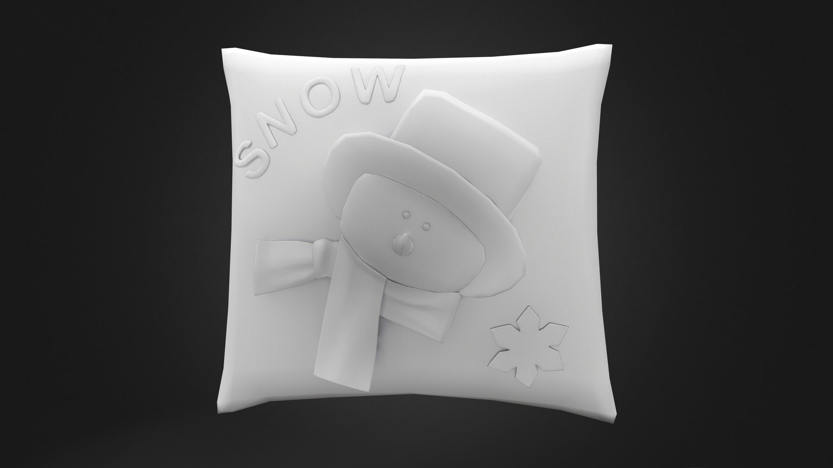 Snowman Cushion Pillow Low-poly 3D model_5