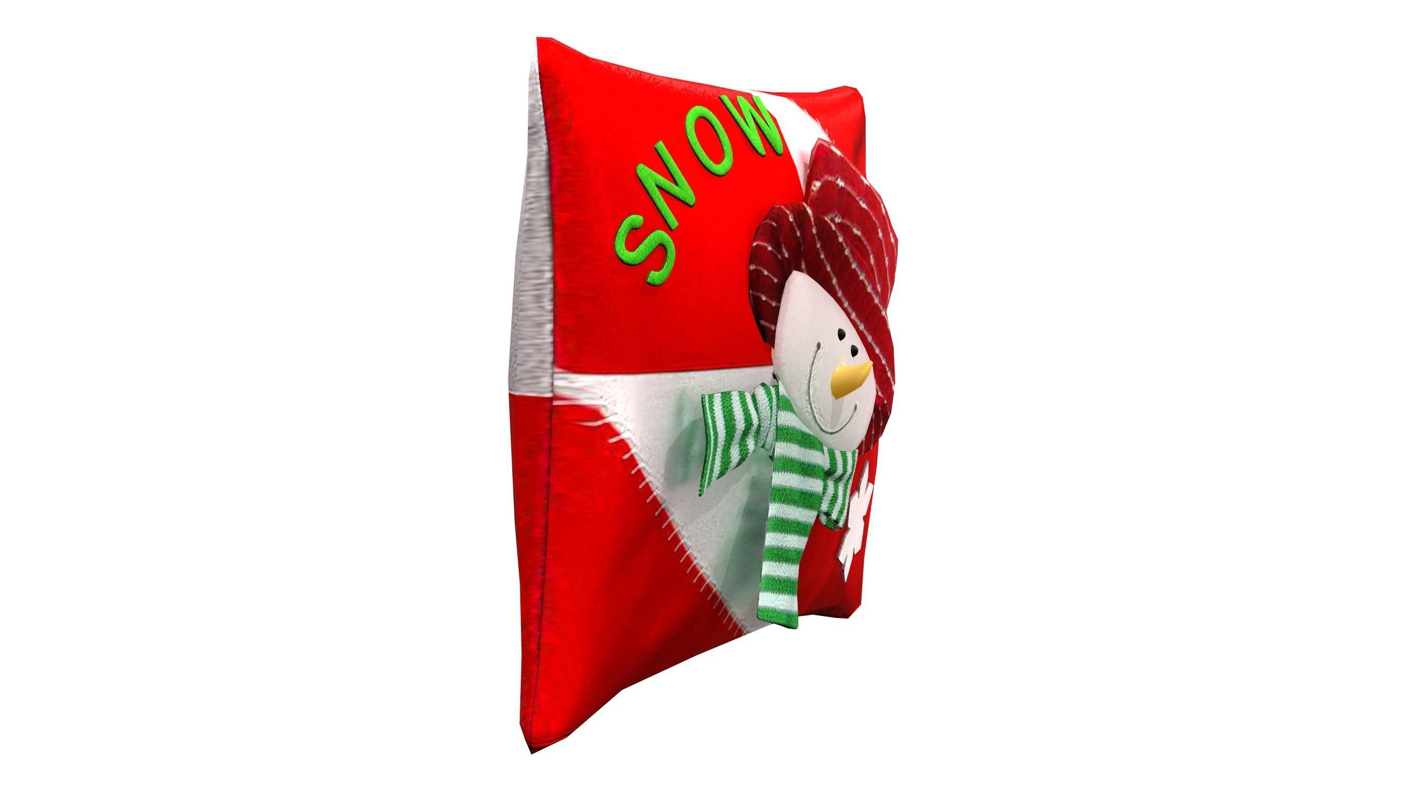 Snowman Cushion Pillow Low-poly 3D model_2