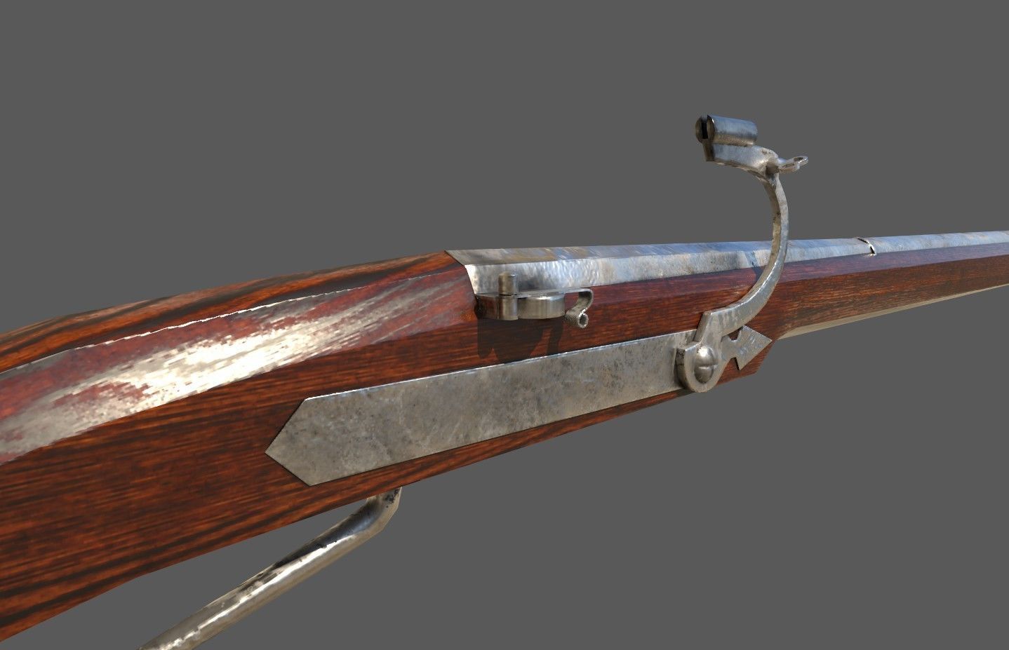 16th century Petronel Arquebus Halbhaken Low-poly 3D model_12