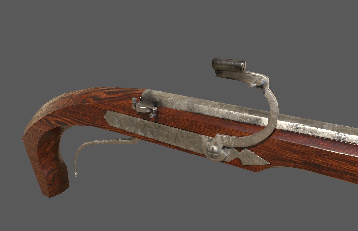 16th century Petronel Arquebus Halbhaken Low-poly 3D model_13