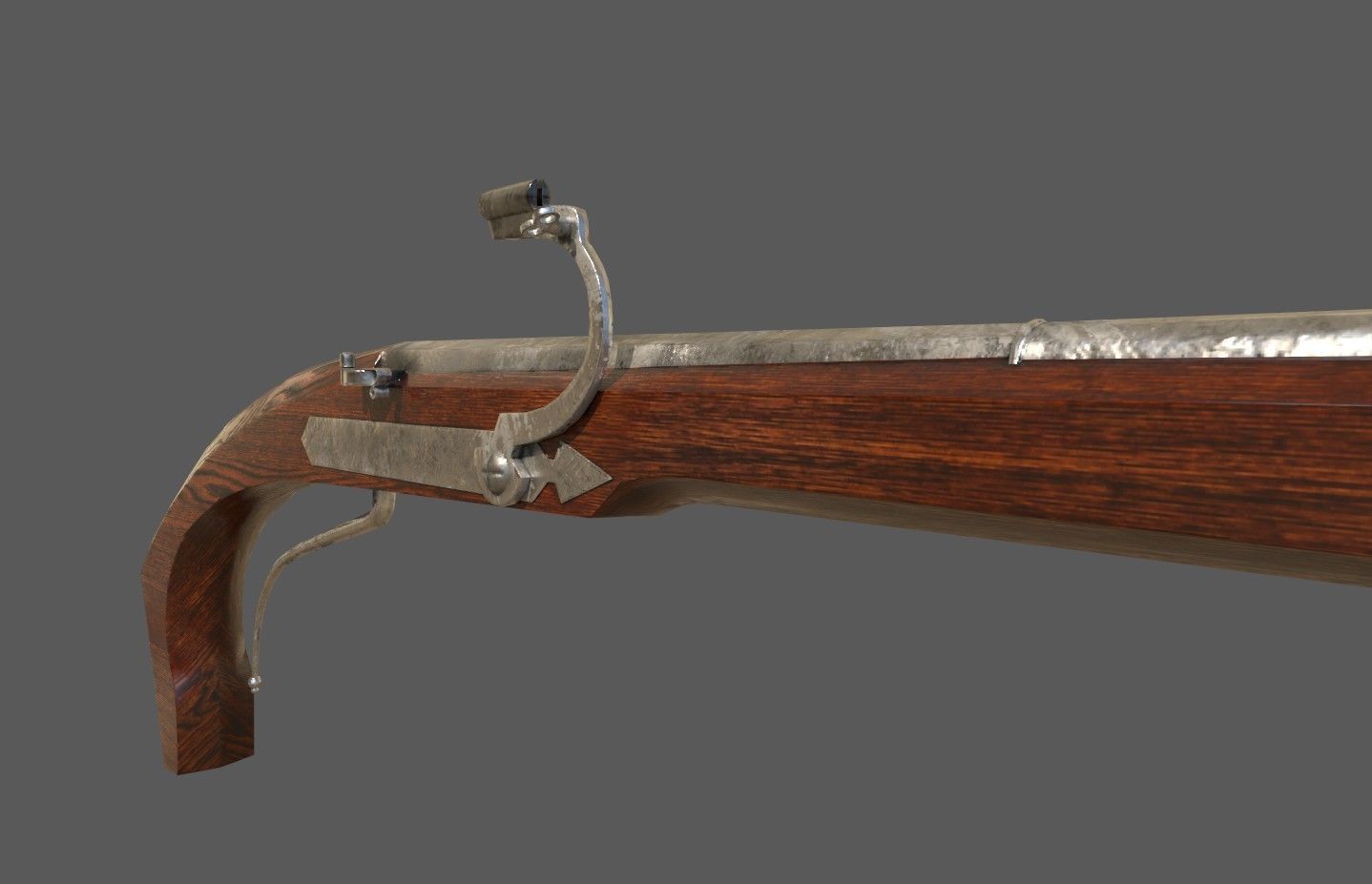 16th century Petronel Arquebus Halbhaken Low-poly 3D model_14
