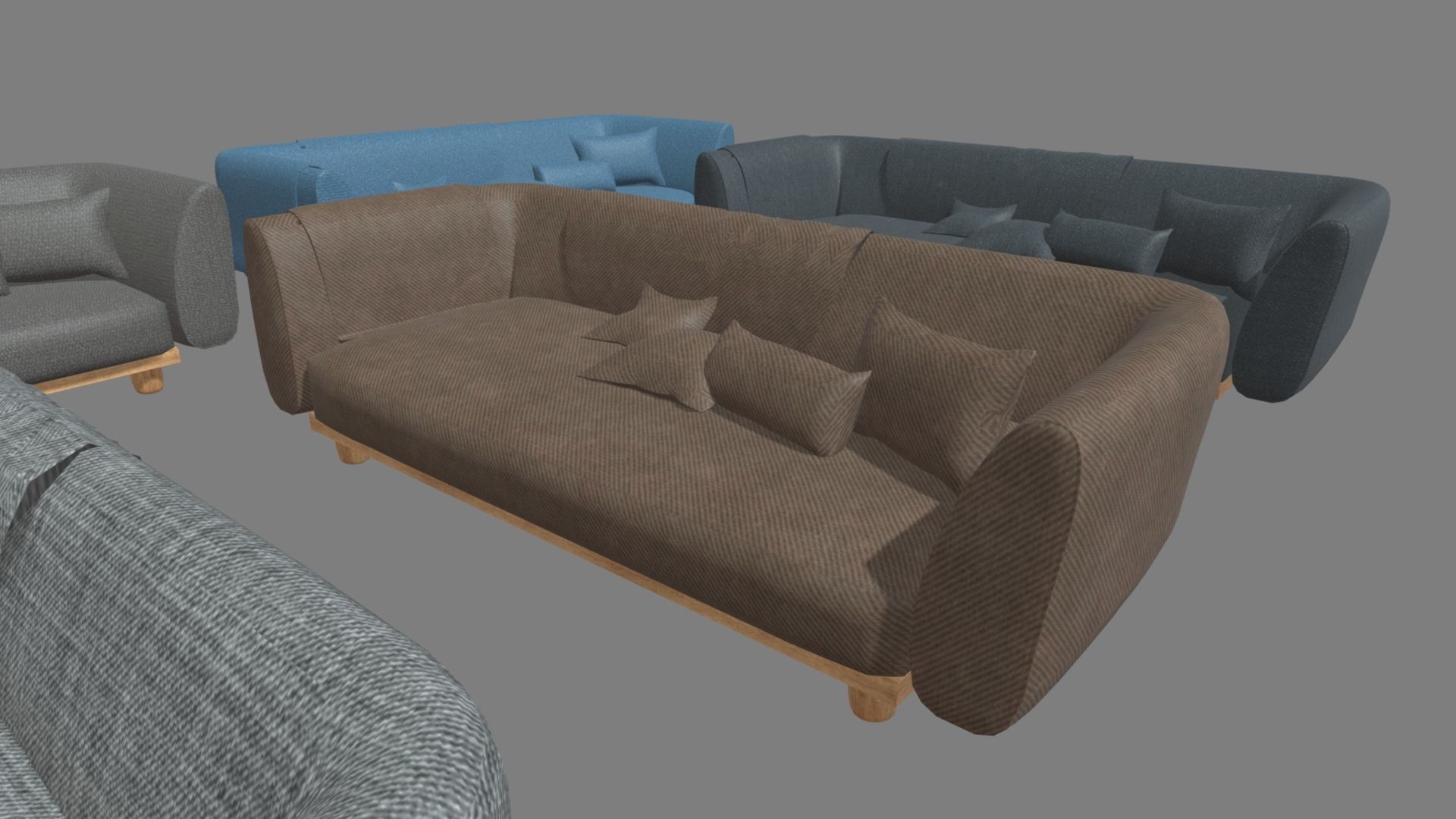 Sofa Pack Low-poly 3D model_6