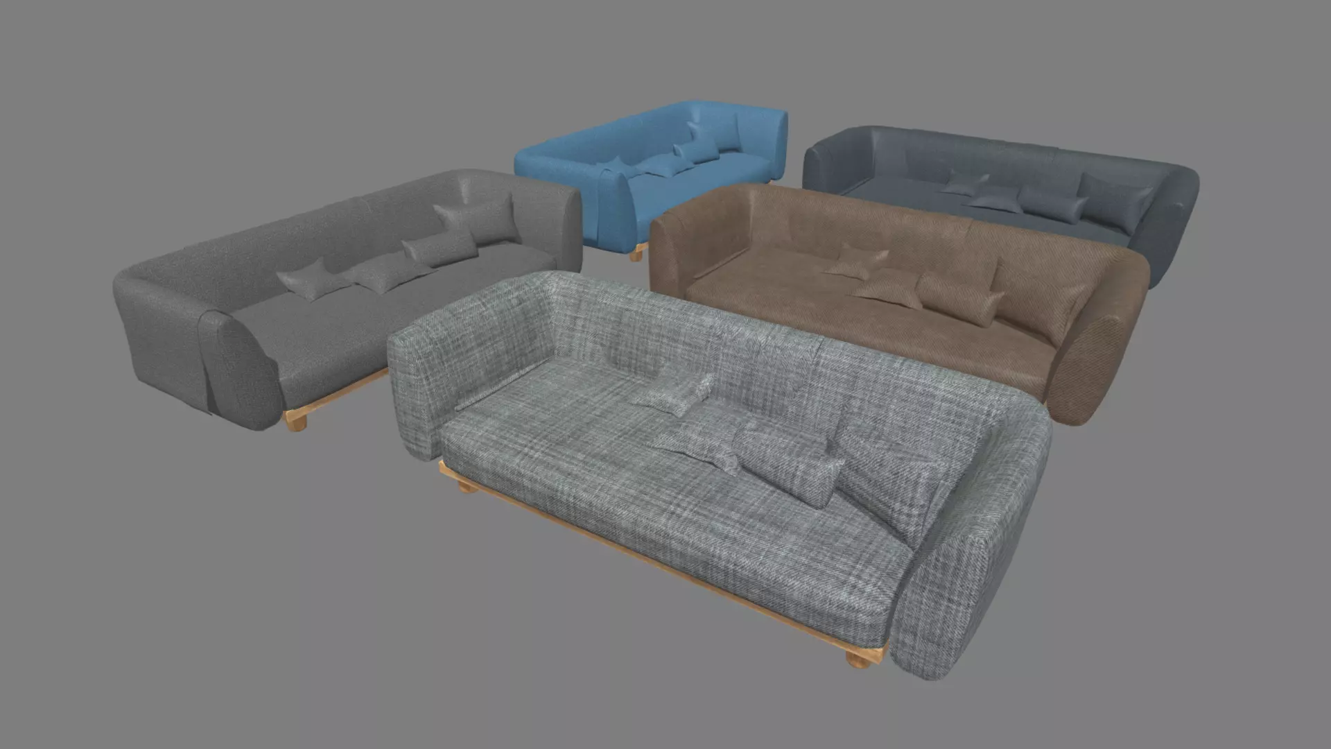 Sofa Pack Low-poly 3D model_0