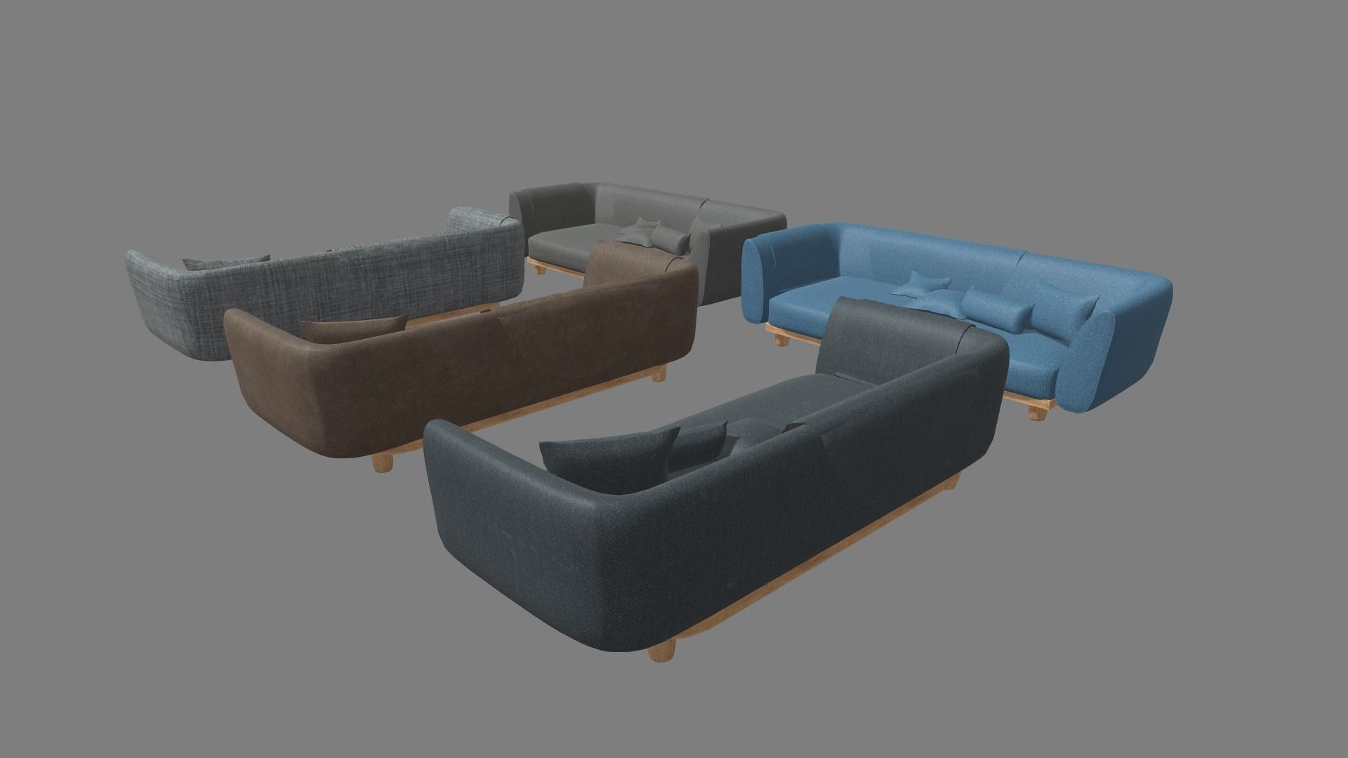 Sofa Pack Low-poly 3D model_3
