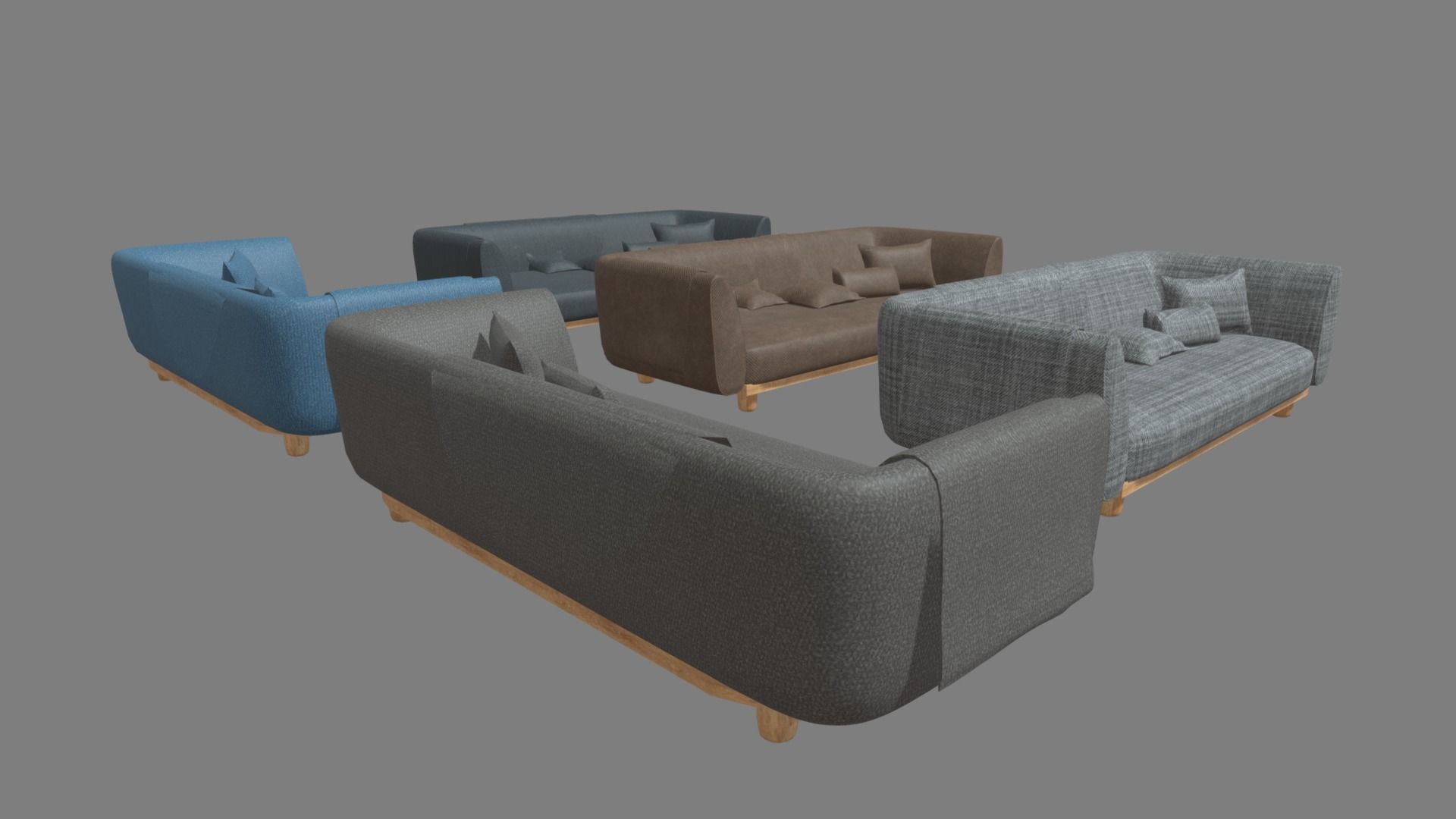 Sofa Pack Low-poly 3D model_1