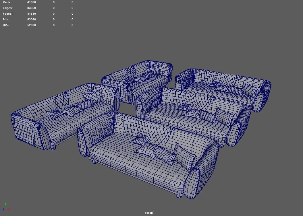 Sofa Pack Low-poly 3D model_10