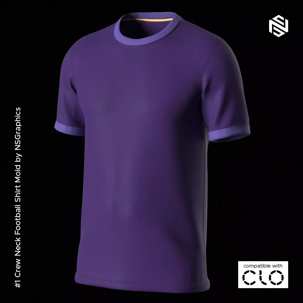 Crew Neck Football Shirt for CLO3D-Marvelous Designer Free 3D model