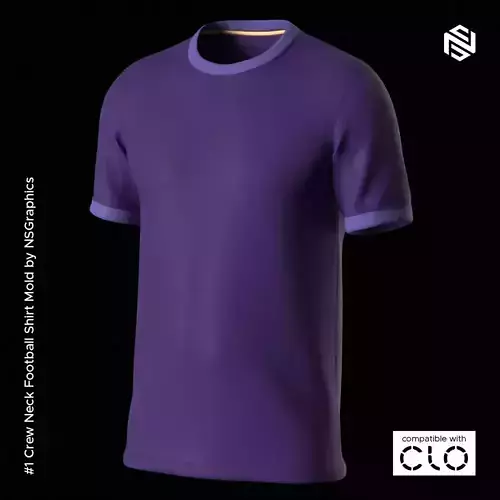 Crew Neck Football Shirt for CLO3D-Marvelous Designer Free 3D model