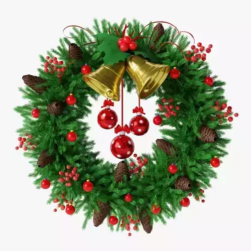Christmas Wreath With Bells Free 3D model