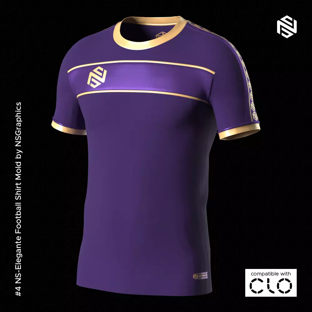 NS-Elegante Football Shirt for CLO3D-Marvelous Designer 3D model