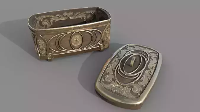 Vintage retro jewelry box PBR low-poly 3D model