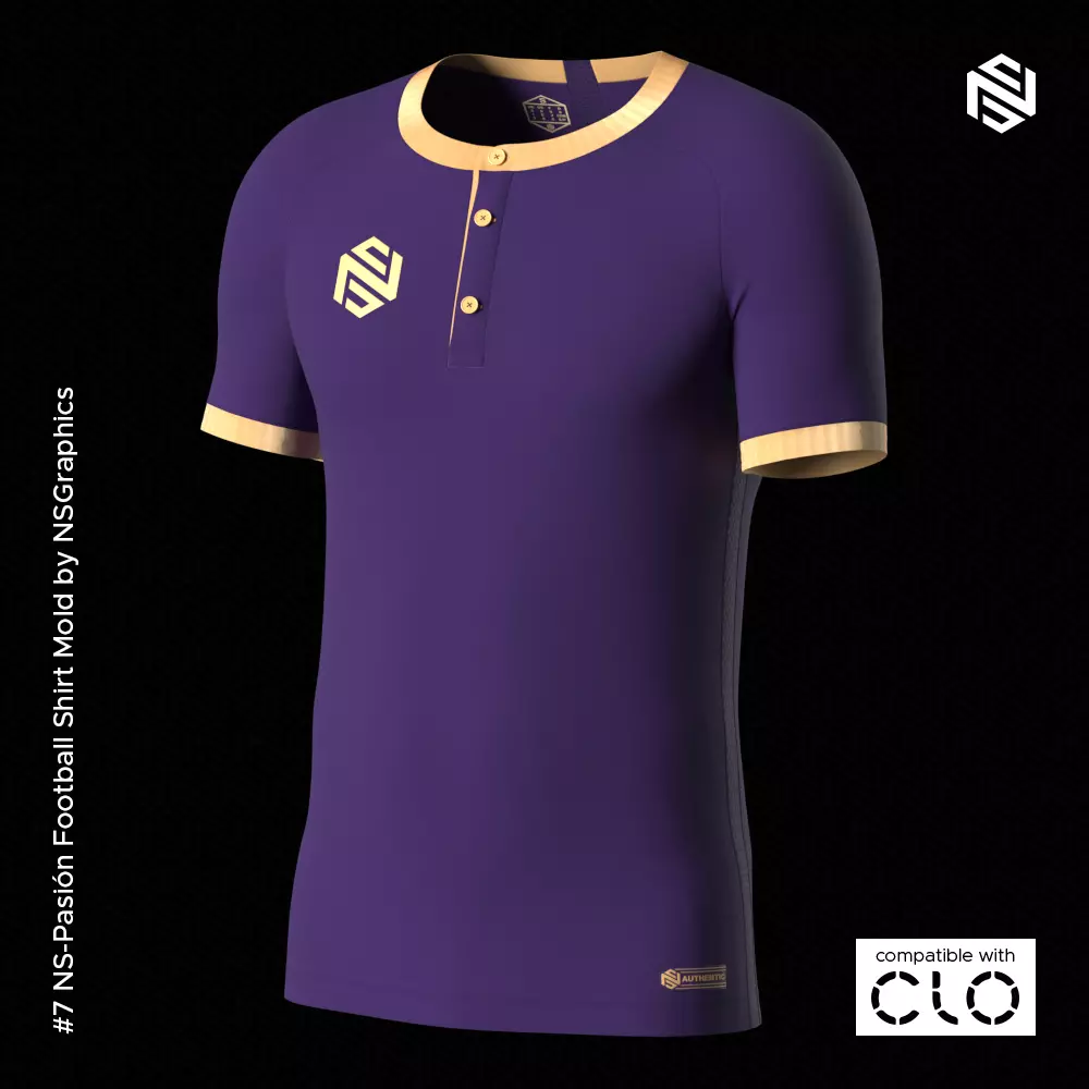 NS-Pasion Football Shirt for CLO3D-Marvelous Designer 3D model